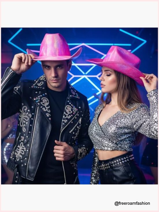 Sparkly Cowboy Hat Holographic Western Costume Hat Neon Cowgirl Hat main image 2